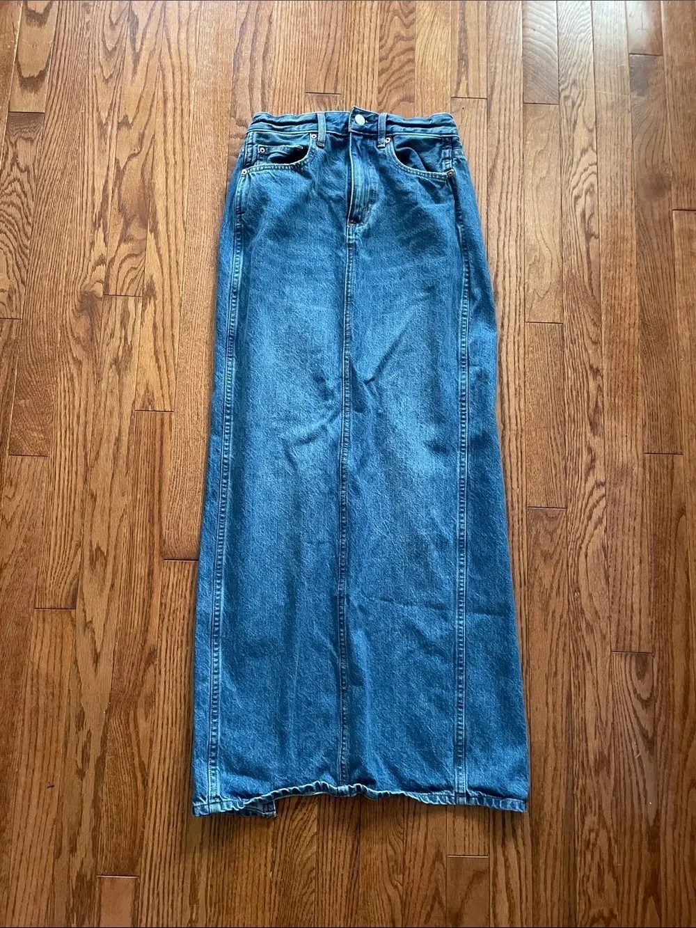 Denim Forum 90s Pencil Maxi Jean Skirt Medium Wash Women’s Sz 24